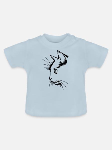Katzenkopf 3- Katzengesicht - Baby Bio-T-Shirt mit Rundhals - Hellblau