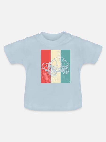 Schildkröte retro Style - Baby Bio-T-Shirt mit Rundhals - Hellblau