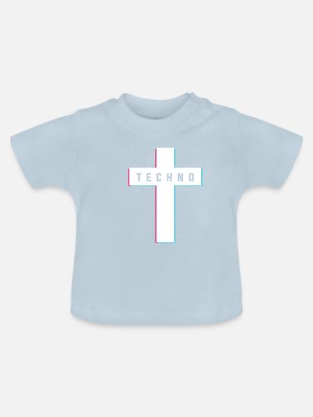 Techno Kreuz Rave 3D - Baby Bio-T-Shirt mit Rundhals - Hellblau