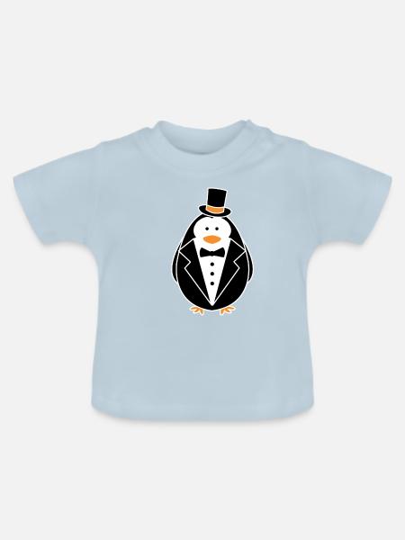 Pinguin Penguin - Baby Bio-T-Shirt mit Rundhals - Hellblau