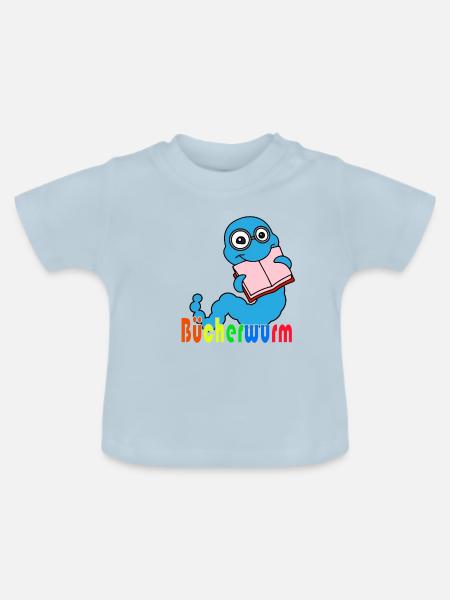Bücherwurm - Baby Bio-T-Shirt mit Rundhals - Hellblau