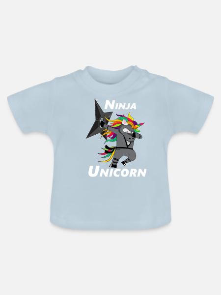 Einhorn Ninja Dabbing - Baby Bio-T-Shirt mit Rundhals - Hellblau