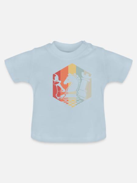 Retro Schach - Baby Bio-T-Shirt mit Rundhals - Hellblau