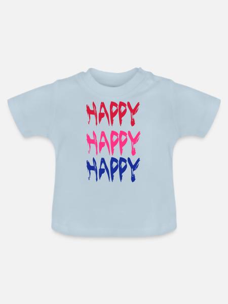 Happy - Baby Bio-T-Shirt mit Rundhals - Hellblau