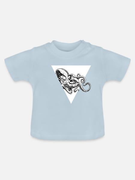 Oktopus - Baby Bio-T-Shirt mit Rundhals - Hellblau