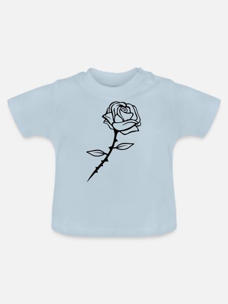 rose flower design - Baby Bio-T-Shirt mit Rundhals - Hellblau