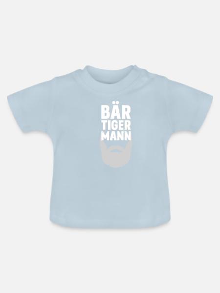 Bär Tiger Mann - lustiger Bart Spruch - Baby Bio-T-Shirt mit Rundhals - Hellblau