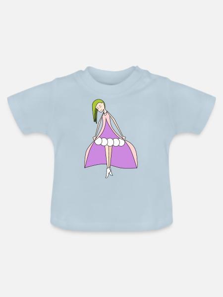 Fuchsie Puppe - Baby Bio-T-Shirt mit Rundhals - Hellblau