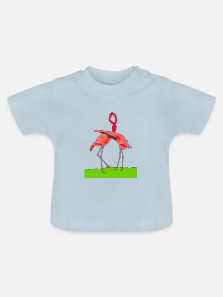 flamingos - Baby Bio-T-Shirt mit Rundhals - Hellblau