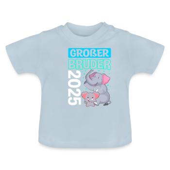 Großer Bruder 2025 - Elefant neues Baby Familie Ge - Baby Bio-T-Shirt mit Rundhals - Hellblau - Vorne