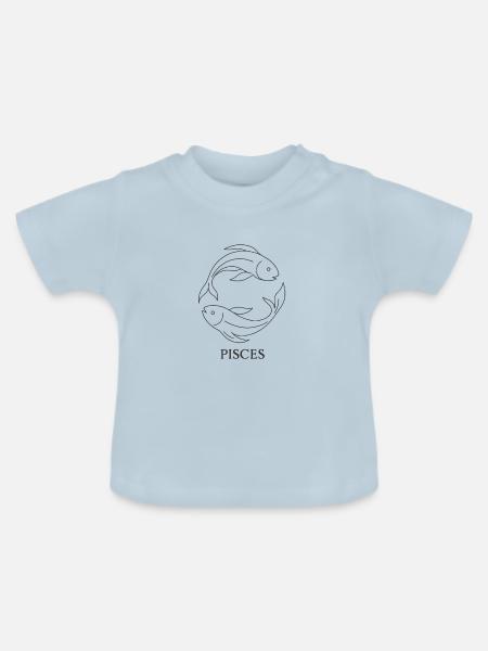 Fische Sternzeichen - Baby Bio-T-Shirt mit Rundhals - Hellblau
