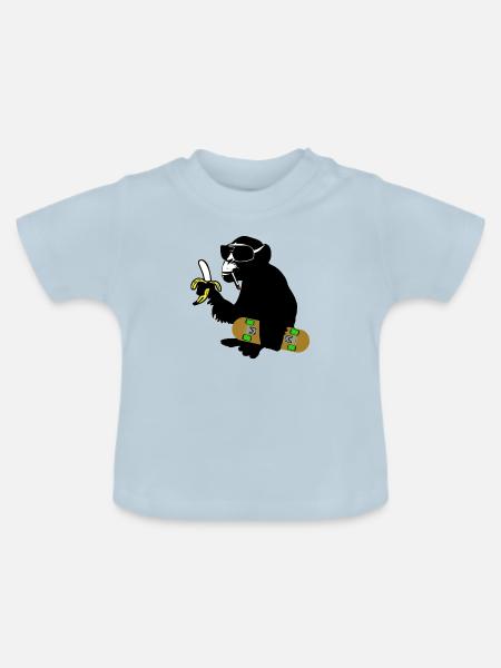 skateboard monkey - Baby Bio-T-Shirt mit Rundhals - Hellblau