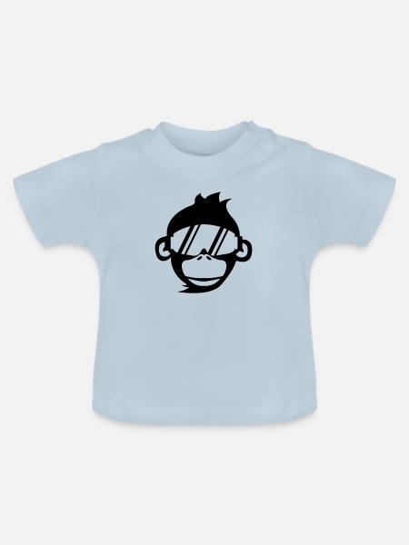 affe_skibrille_01 - Baby Bio-T-Shirt mit Rundhals - Hellblau