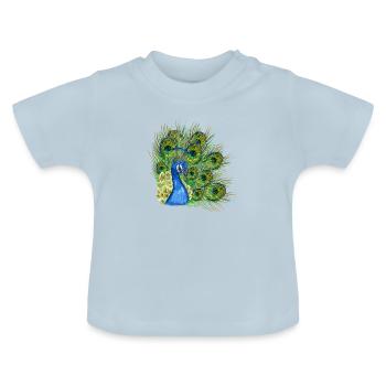 Peacock portrait - Baby Organic T-Shirt with Round Neck - light blue - Front