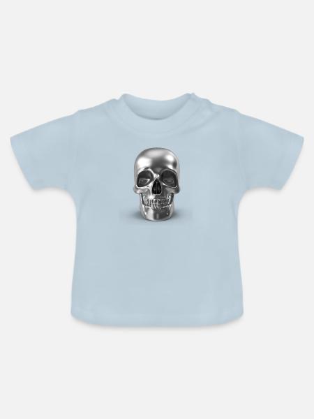 Silver Skull - silber schädel 3D - Baby Bio-T-Shirt mit Rundhals - Hellblau