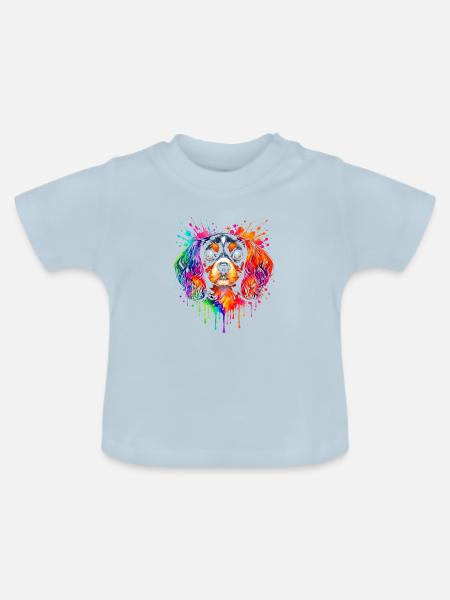 Cavalier King Charles | Spaniel Pop Art - Baby Bio-T-Shirt mit Rundhals - Hellblau