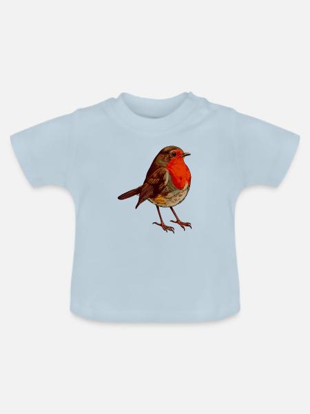Rotkehlchen Vintage Design für Gartenfans - Baby Bio-T-Shirt mit Rundhals - Hellblau
