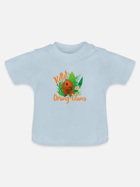 Rettet die Orang-Utans - Baby Bio-T-Shirt mit Rundhals - Hellblau