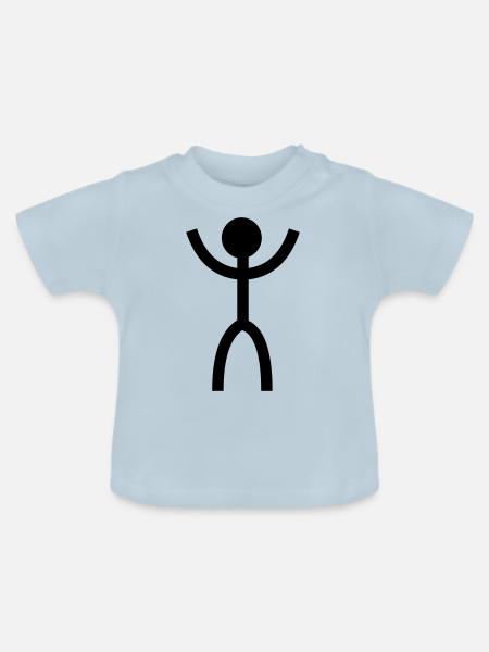 T-Shirt Stickman stehend - Baby Bio-T-Shirt mit Rundhals - Hellblau