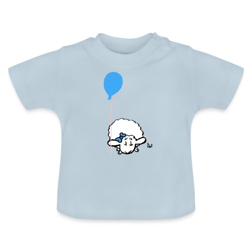 Baby Lamm mit Ballon (blau) - Baby Bio-T-Shirt mit Rundhals