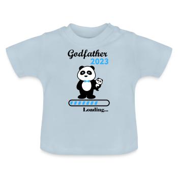 Pate im Jahr 2023, Schwangerschaftsanzeige, Pate - Baby Bio-T-Shirt mit Rundhals - Hellblau - Vorne