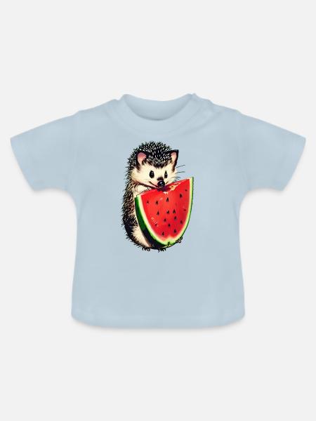 Igels Wassermelonen-Leckerbissen - Baby Bio-T-Shirt mit Rundhals - Hellblau