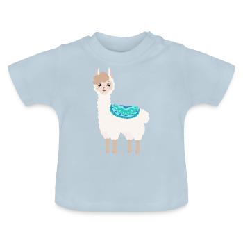 Bobby das singende Lama - Baby Bio-T-Shirt mit Rundhals - Hellblau - Vorne