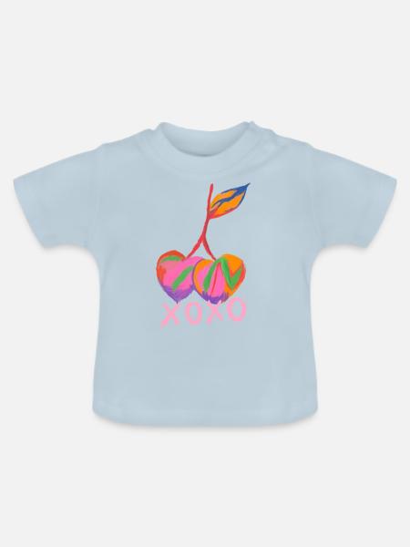 Artsy Cherries - Baby Bio-T-Shirt mit Rundhals - Hellblau