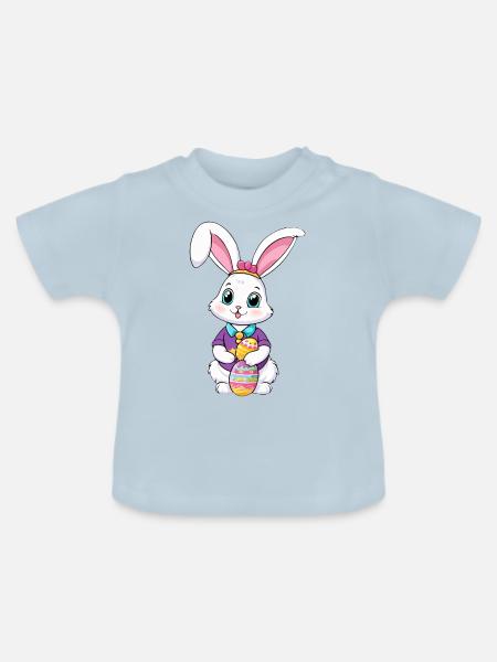 Osterhase mit Ostereiern - Baby Bio-T-Shirt mit Rundhals - Hellblau