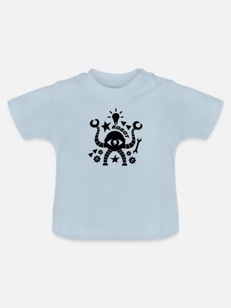 Roboter - Baby Bio-T-Shirt mit Rundhals - Hellblau