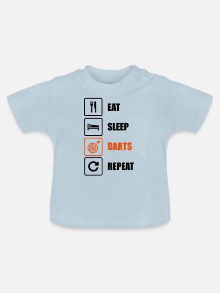 Eat. Sleep. Darts. Repeat - Baby Bio-T-Shirt mit Rundhals - Hellblau
