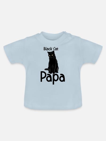Schwarze Katze Papa - Baby Bio-T-Shirt mit Rundhals - Hellblau