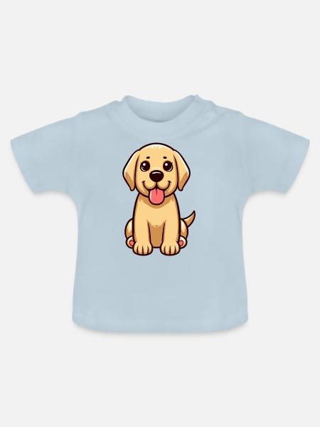 Kleiner Labrador - Baby Bio-T-Shirt mit Rundhals - Hellblau