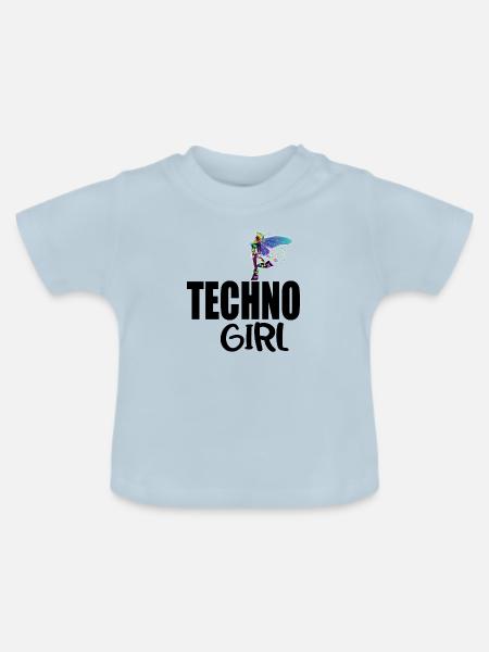 Techno-Mädchen - Baby Bio-T-Shirt mit Rundhals - Hellblau