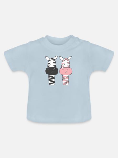zebra mr und mrs - Baby Bio-T-Shirt mit Rundhals - Hellblau