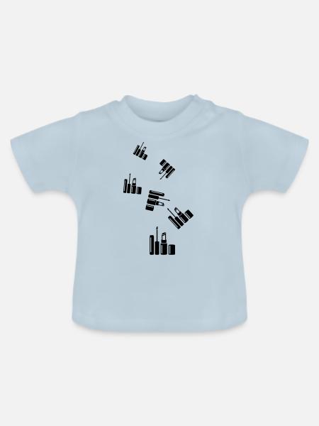 Make Up Kosmetik Icon - Baby Bio-T-Shirt mit Rundhals - Hellblau