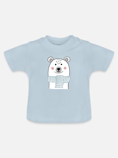 Eisbär mit hellblauem Schal - Baby Bio-T-Shirt mit Rundhals - Hellblau
