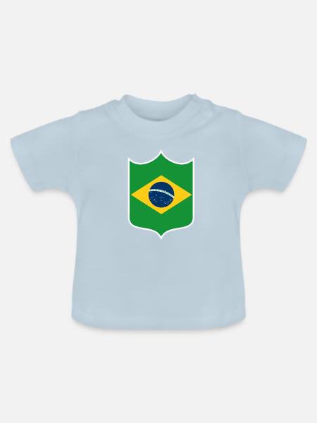 Brasilien Flagge Wappen - Baby Bio-T-Shirt mit Rundhals - Hellblau