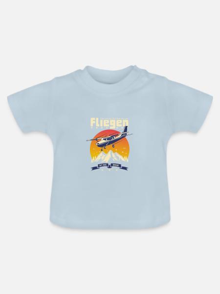 Fliegen Flieger Flugzeug Pilot Stewardess - Baby Bio-T-Shirt mit Rundhals - Hellblau