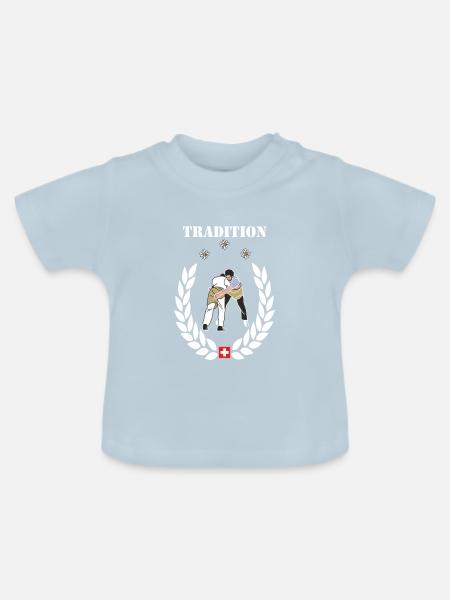 Schweizer Nationalsport Schwingen, - Baby Bio-T-Shirt mit Rundhals - Hellblau