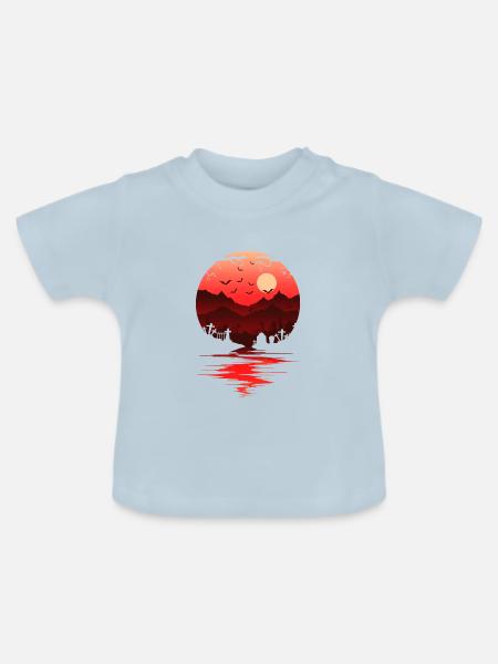 Blutiger Halloween-Mond - Baby Bio-T-Shirt mit Rundhals - Hellblau