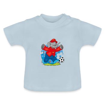 Benjamin Blümchen spielt Fußball - Baby Bio-T-Shirt mit Rundhals - Hellblau - Vorne