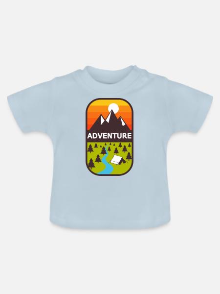 Abenteuer - Baby Bio-T-Shirt mit Rundhals - Hellblau