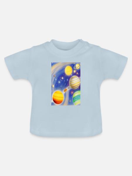Weltall und Planeten - Baby Bio-T-Shirt mit Rundhals - Hellblau