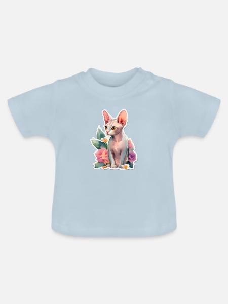 Sphynx-Katze - Baby Bio-T-Shirt mit Rundhals - Hellblau