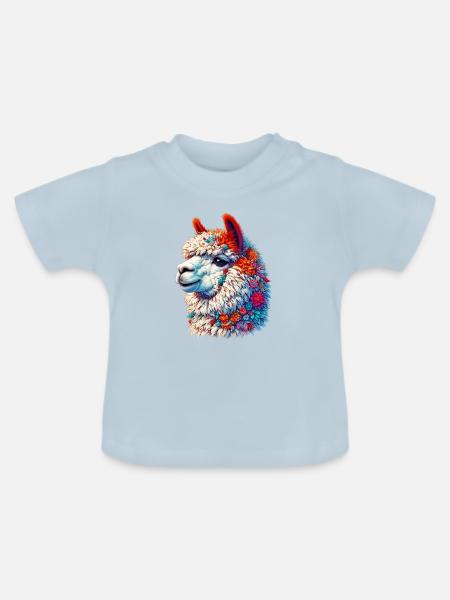 Alpaka - Baby Bio-T-Shirt mit Rundhals - Hellblau