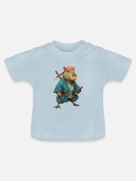 Capybara Ninja - Baby Bio-T-Shirt mit Rundhals - Hellblau