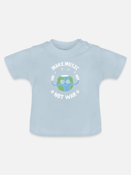 Make Music Not War - Baby Bio-T-Shirt mit Rundhals - Hellblau