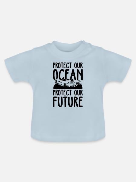 Ozean Schutz - Baby Bio-T-Shirt mit Rundhals - Hellblau