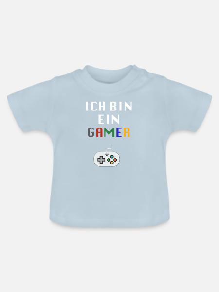 Ich bin ein Gamer - Baby Bio-T-Shirt mit Rundhals - Hellblau